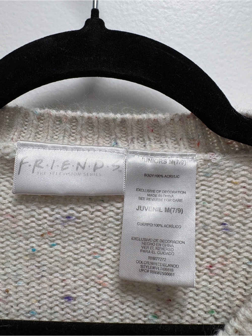 FRIENDS Cream Speckled Logo Crewneck Sweater cropped Fisherman - Picture 3 of 7
